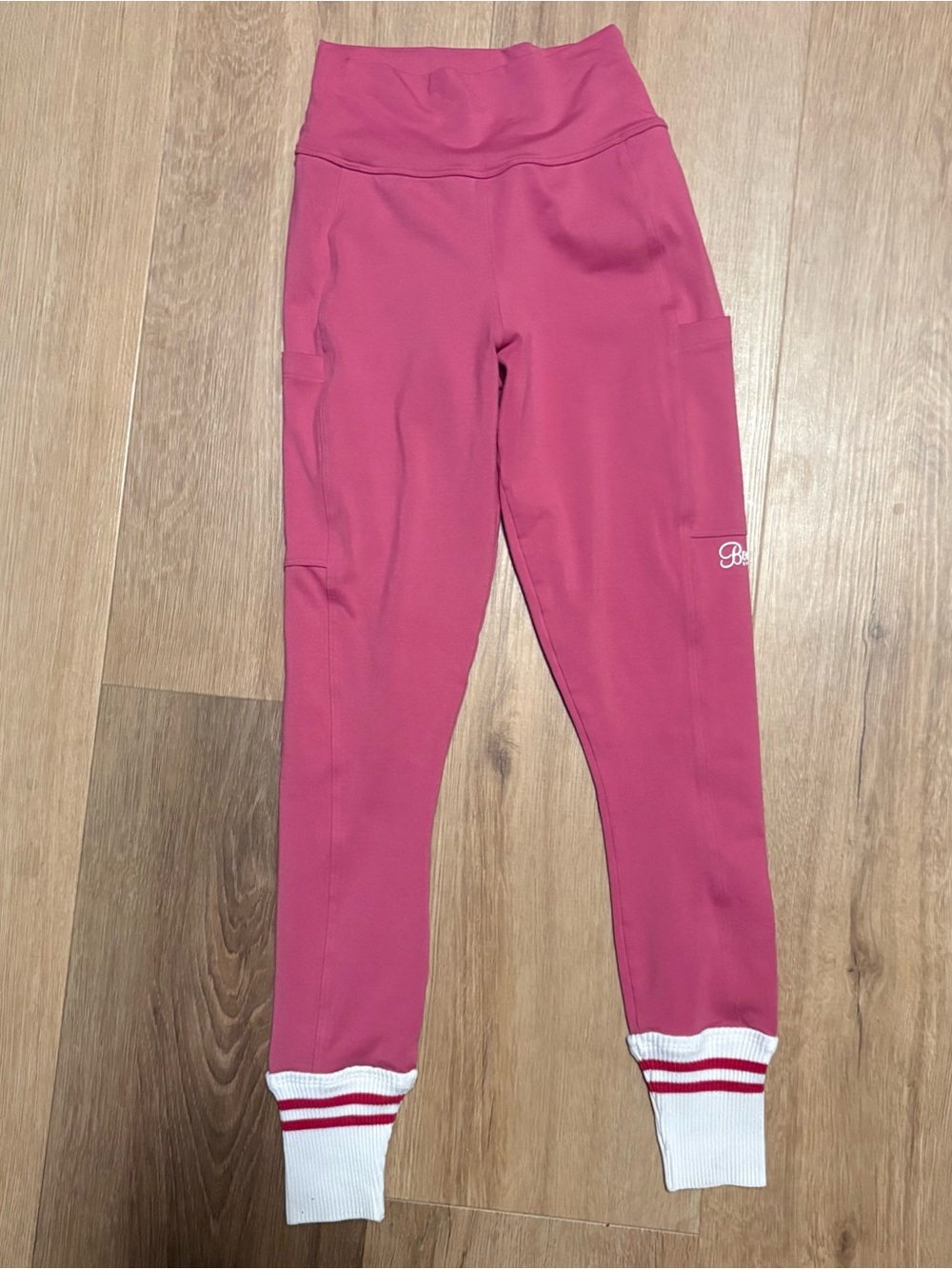 Bombshell Sportswear Rose Pink Joggers with Striped Rib Cuffs - Picture 5 of 5
